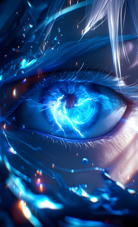 神秘角色·电光蓝瞳二次元科幻风 高燃手机壁纸