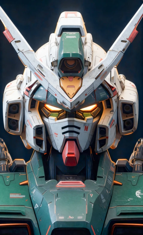 高达机甲头部·写实机械风·发光眼部与金属质感高清机械头像