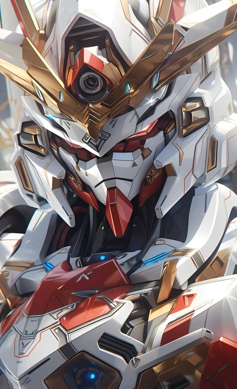 机甲头部特写·金色红边精密机械科幻风机械战士高清壁纸