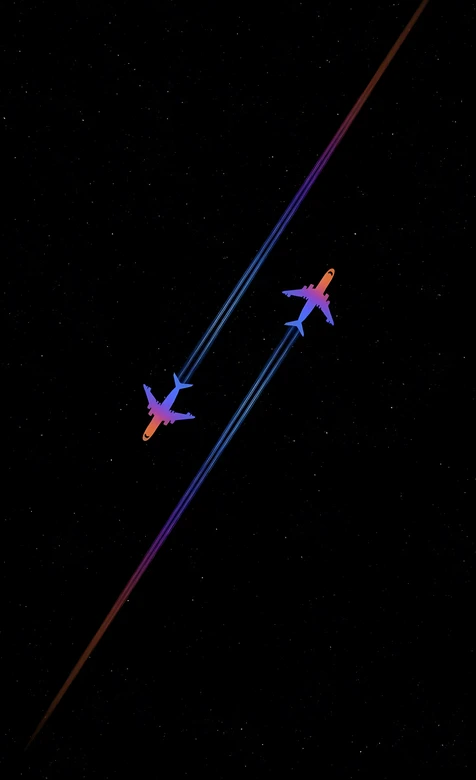 双机星轨飞行·渐变色客机划破深邃星空 高清动态壁纸