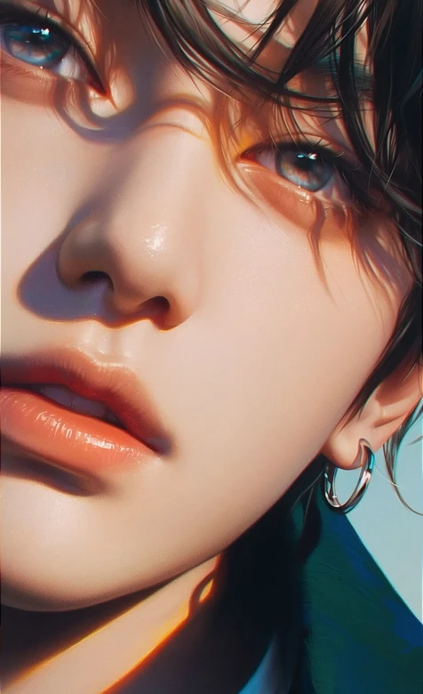 帅哥精致五官·光影交织唯美写实风高清质感壁纸