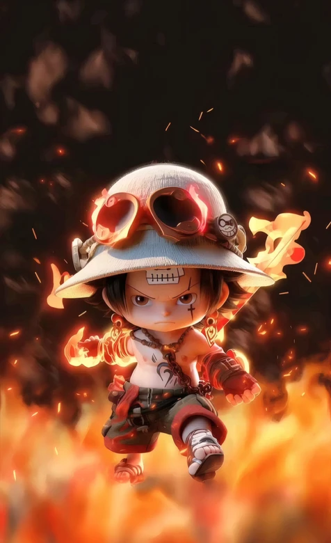 波特卡斯·D·艾斯 Q版火焰环绕 海贼王热血动漫壁纸推荐