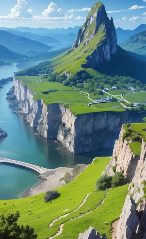 悬崖孤峰映碧绿湖湾·写实山水风光 高清自然景观