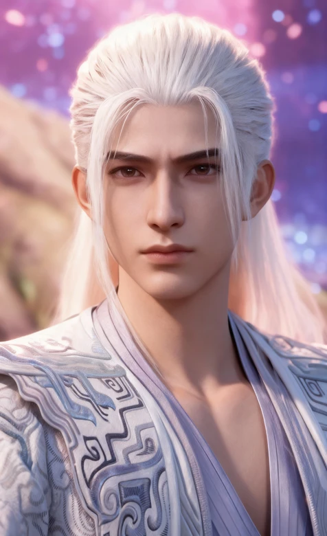 古风白发美男·国风3D动漫《遮天》人物·白衣神王·姜太虚 梦幻背景 热门国风壁纸