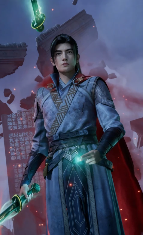 国风帅哥韩立·青竹蜂云剑悬浮破碎古建写实仙侠高清