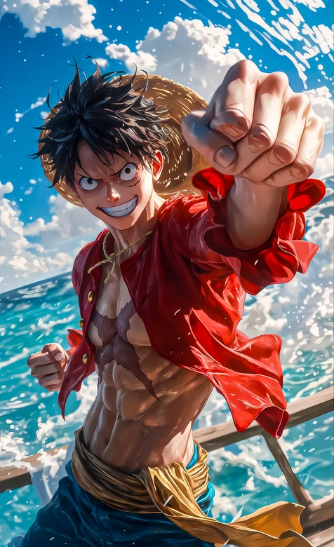 路飞·拳头向前·海贼王二次元热血动漫角色高清壁纸