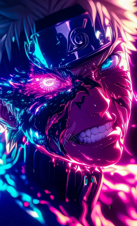 宇智波带土·写轮眼暴走 霓虹光影撕裂面具 火影忍者热血动漫高清