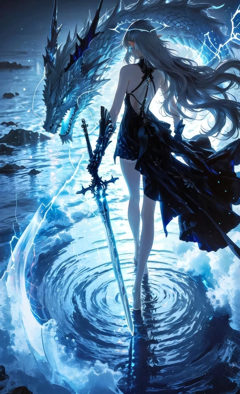 龙与剑姬·雷光水域中的暗夜战姬 二次元奇幻唯美超高清