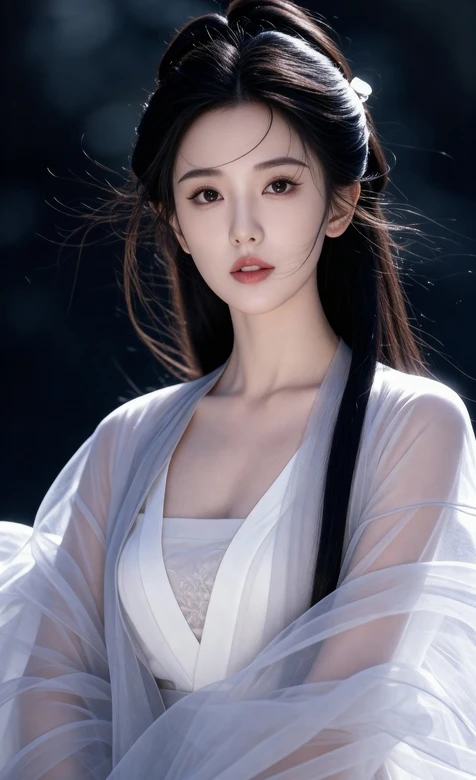 古风女子·白衣仙袂发丝飞扬 国风唯美古风手机壁纸