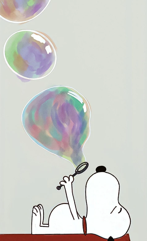 史努比·吹幻彩泡泡 治愈清新风（花生漫画）童趣手机壁纸
