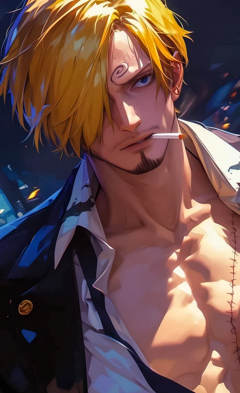 山治·抽烟露胸 二次元写实风《海贼王》高燃壁纸