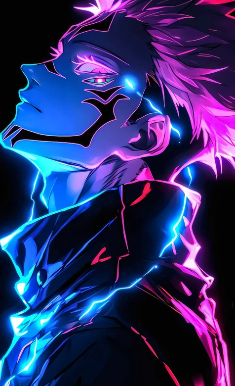 两面宿傩·咒纹电光 暗黑霓虹风 咒术回战超燃壁纸