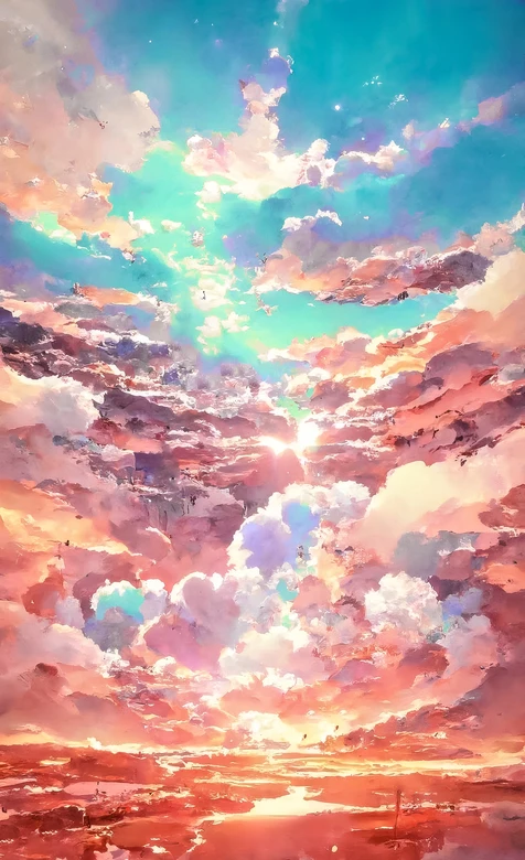 油画风云海霞光 治愈系天空风景壁纸