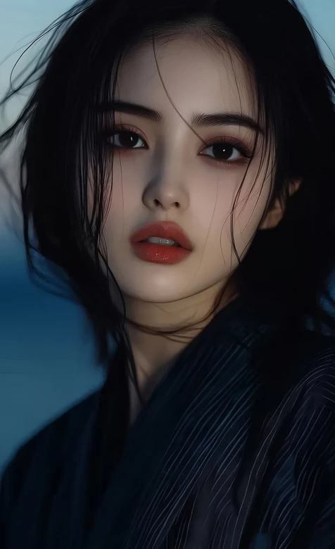 清冷氛围感黑发人物·写实风 手机壁纸设计素材