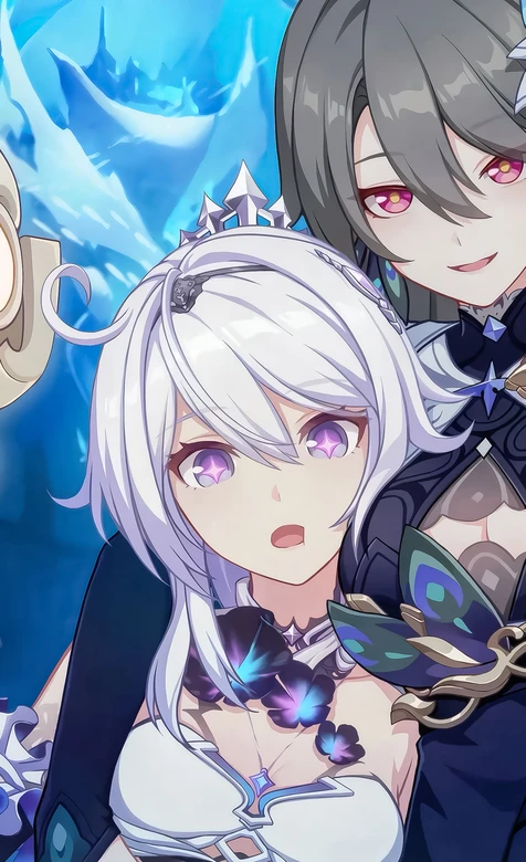 德丽莎·紫瞳银发&灰发红瞳角色 二次元唯美 崩坏3游戏壁纸 超人气游戏壁纸