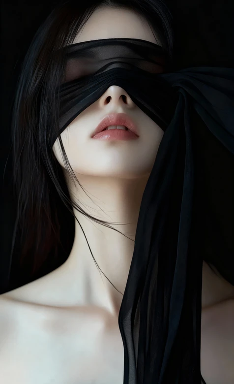 黑纱遮眼·暗黑唯美风艺术摄影 小众高级感手机壁纸