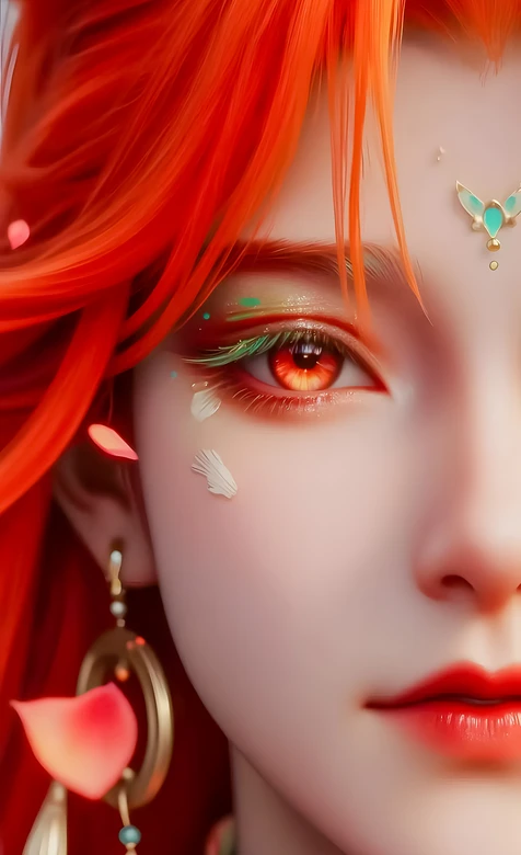 红发国风美女·柳七月·唯美古风妆容·原创古风手机壁纸高人气款