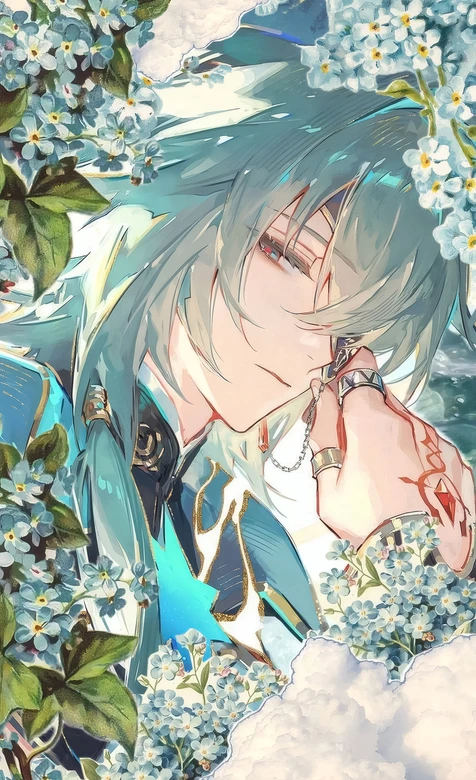 原神·卡维·花簇环绕眼眸温柔 二次元清新唯美风 高清动漫壁纸