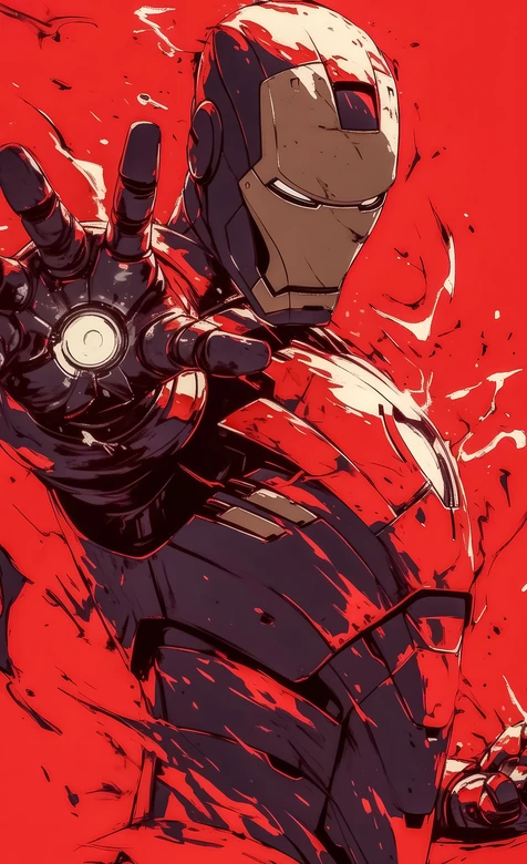 钢铁侠·装甲蓄力 热血漫画风 漫威主题手机壁纸