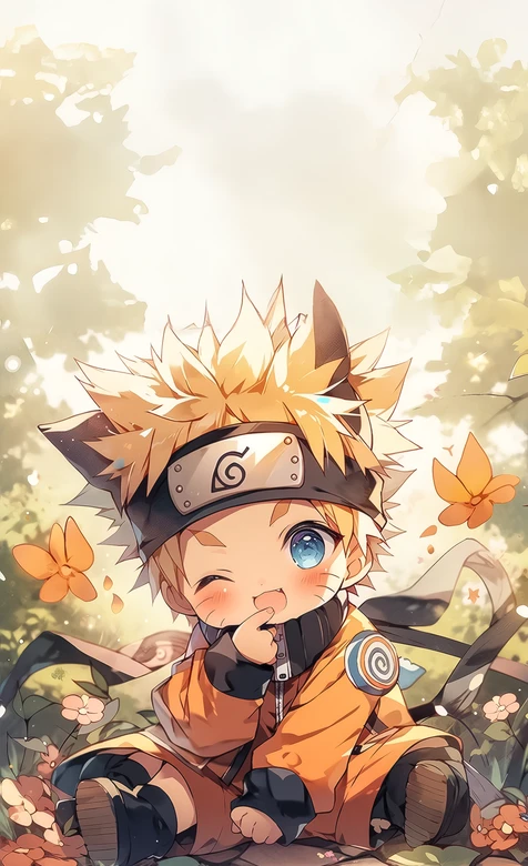 火影忍者漩涡鸣人Q版童年治愈系手机壁纸