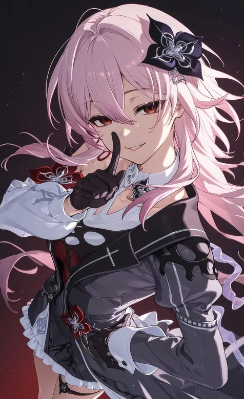 卡芙卡·粉发红瞳哥特风 二次元游戏角色手机桌面壁纸