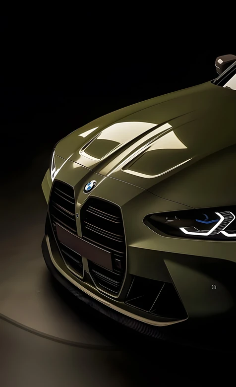 宝马军绿质感前脸 暗黑科技风超酷壁纸