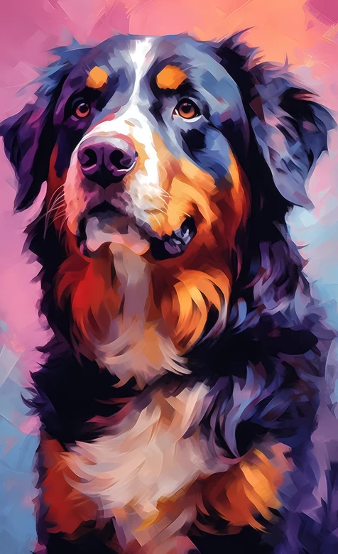 伯恩山犬·炫彩油画风 艺术感手机壁纸推荐
