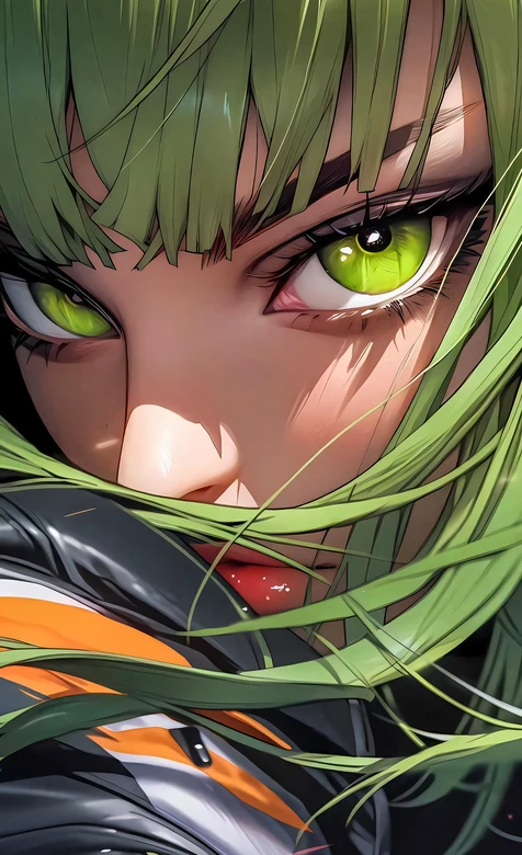 绿发绿眼动漫少女·二次元插画风·原创高质感手机壁纸