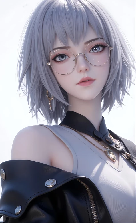 银发短发少女·白老板“白月魁”·写实3D风格·原创CG 高质感手机桌面