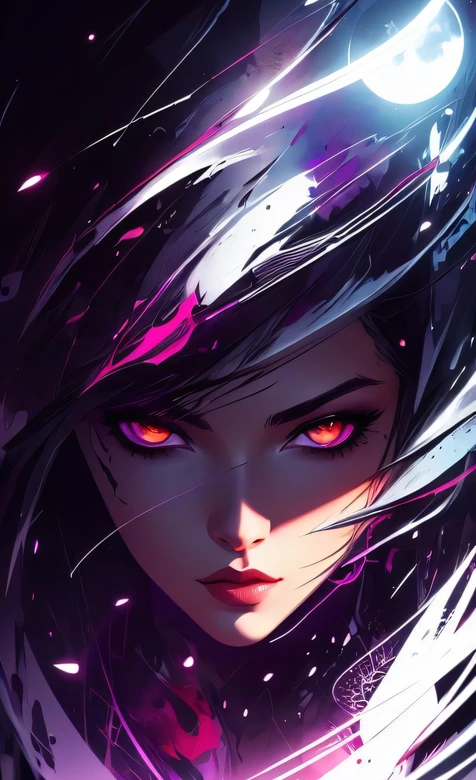 神秘红瞳女·流光发丝 暗黑赛博朋克风 超酷手机桌面