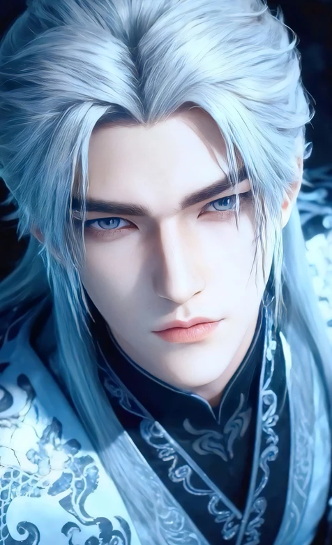 银发古风帅哥·王林·国风精致龙纹服饰 古风帅哥手机壁纸