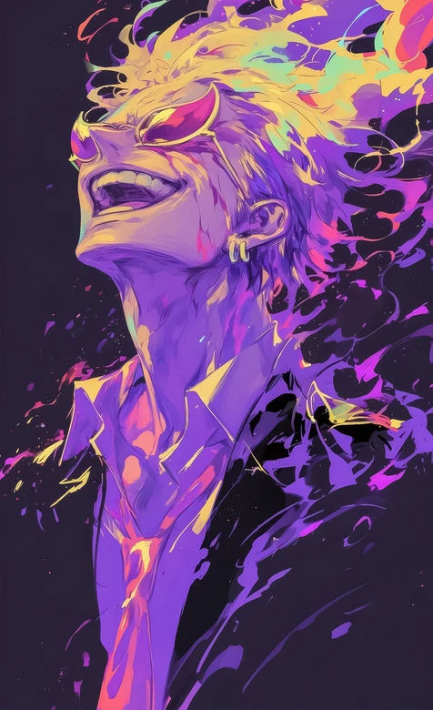 多弗朗明哥·张狂大笑 炫彩泼墨风 海贼王高燃手机壁纸