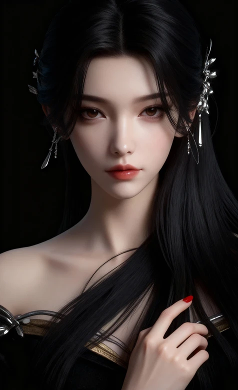 暗黑国风冷艳古风女子·云望舒·银饰红甲黑发 凡人修仙传CG古风壁纸