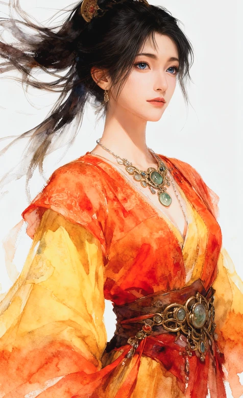 慕沛灵·红衣黄袖 国风水彩风 武侠冒险感手机壁纸