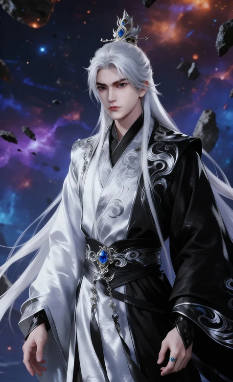 银发华服帅哥·王林·国风玄幻星空·仙侠游戏角色手机壁纸