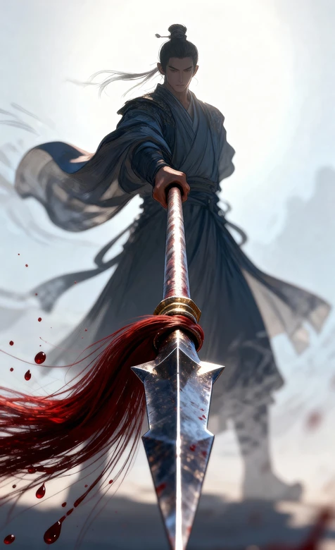 古风侠客·血染银矛 国风武侠热血手机壁纸