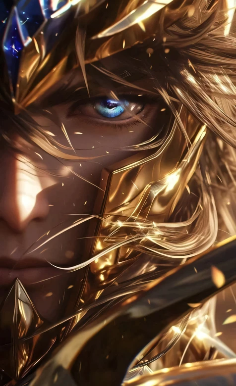 金色盔甲黄金圣斗士·战士·湛蓝眼眸 史诗奇幻风高清竖屏