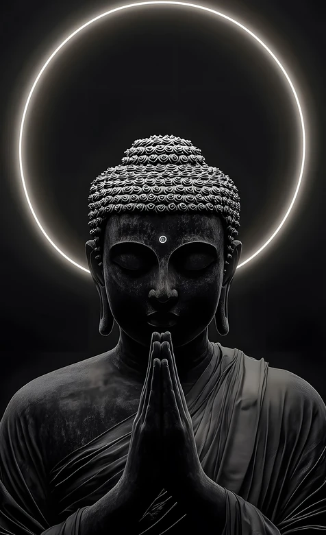 释迦牟尼佛·合十禅定 暗黑极简风高级感手机壁纸