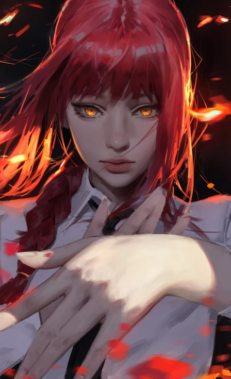 玛奇玛·红发火焰写实风 电锯人动漫角色壁纸