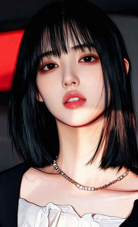 写实风黑直短发少女·车内场景 超高清少女壁纸