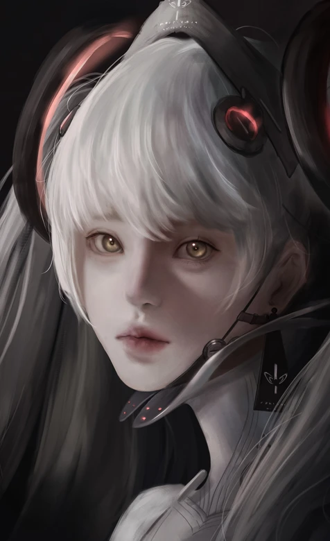 银发机械风少女·赛博朋克写实风 高质感手机壁纸