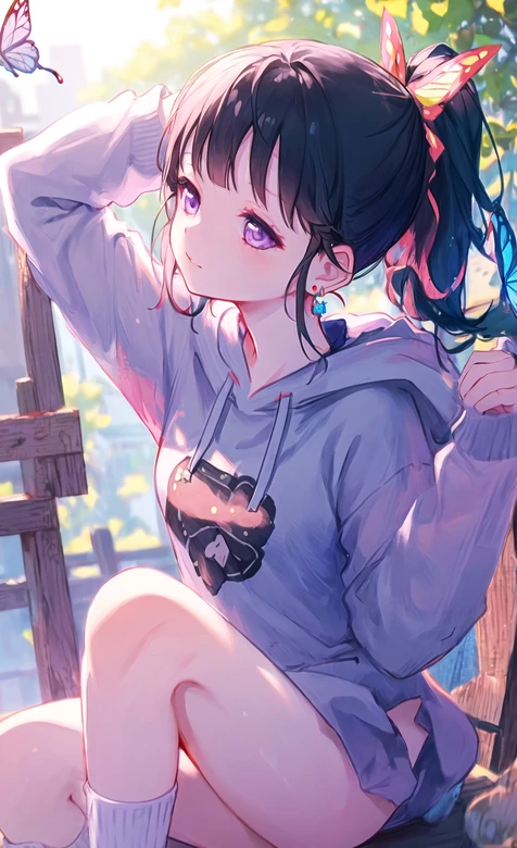 二次元美少女·紫眸蝴蝶发饰 唯美二次元风手机壁纸推荐