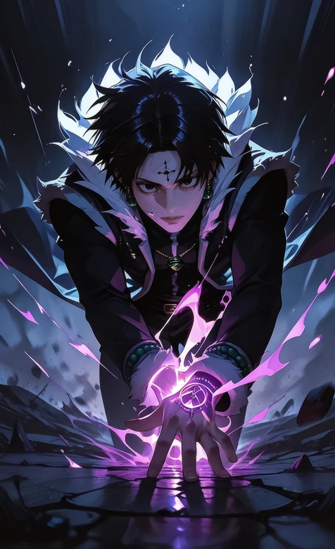 库洛洛·鲁西鲁·念力爆发 暗黑动漫风 全职猎人同人壁纸