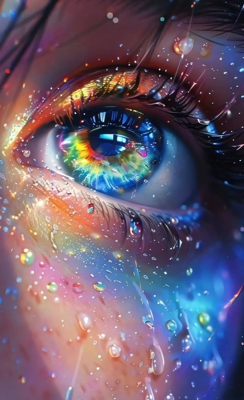 炫彩梦幻眼眸·水滴光影艺术风手机壁纸推荐