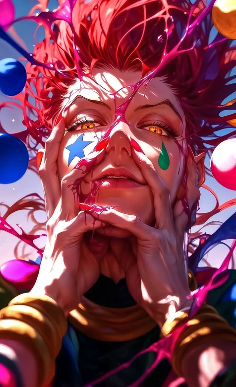 小丑风奇幻人物·红发流体迸发 艺术风手机壁纸热款