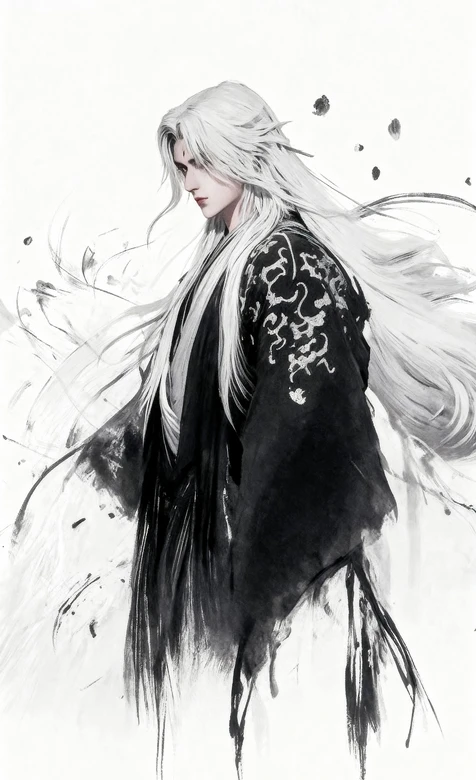 白发古风帅哥·王林·国风水墨风 冷峻神秘气质手机壁纸精选