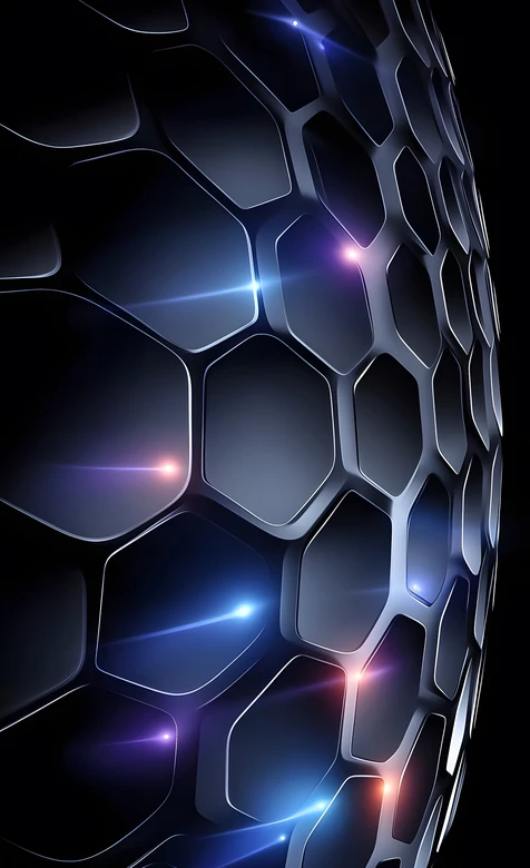 蜂窝状科技纹理·赛博光效 超现实科幻手机壁纸