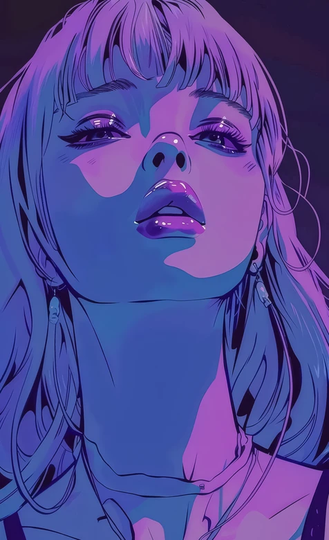 赛博朋克风潮流人物·蓝紫渐变手机壁纸