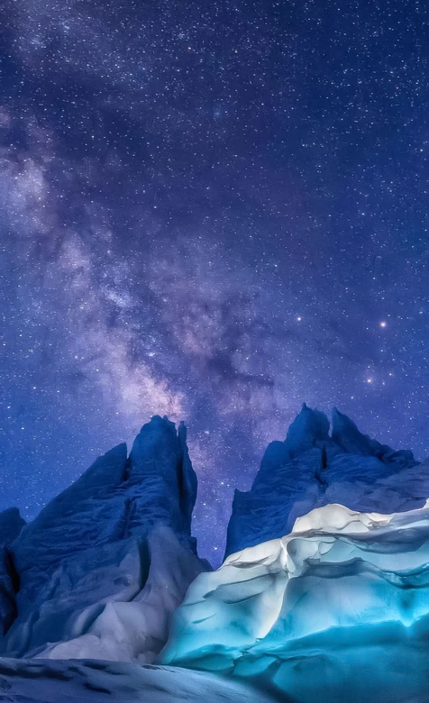 冰川星穹·梦幻银河夜景 星空冰川夜景壁纸