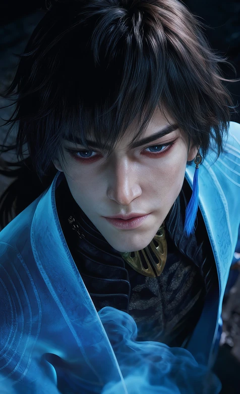 国风写实帅哥·玄骨上人·萧诧·蓝焰萦绕 国风玄幻手机壁纸